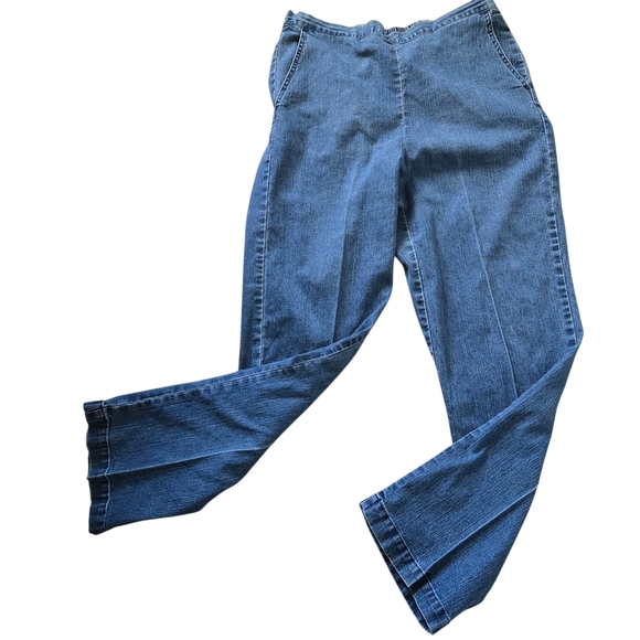 Vintage Alfred Dunner Classic Pullon Women's 10 Denim Blue Jeans Flat Front - Picture 3 of 16